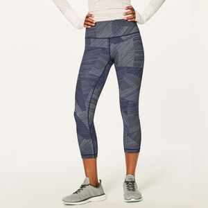 Lululemon High Rise Wunder Under Crop 21” Luxtreme 4 Etched Hail Midnight Navy